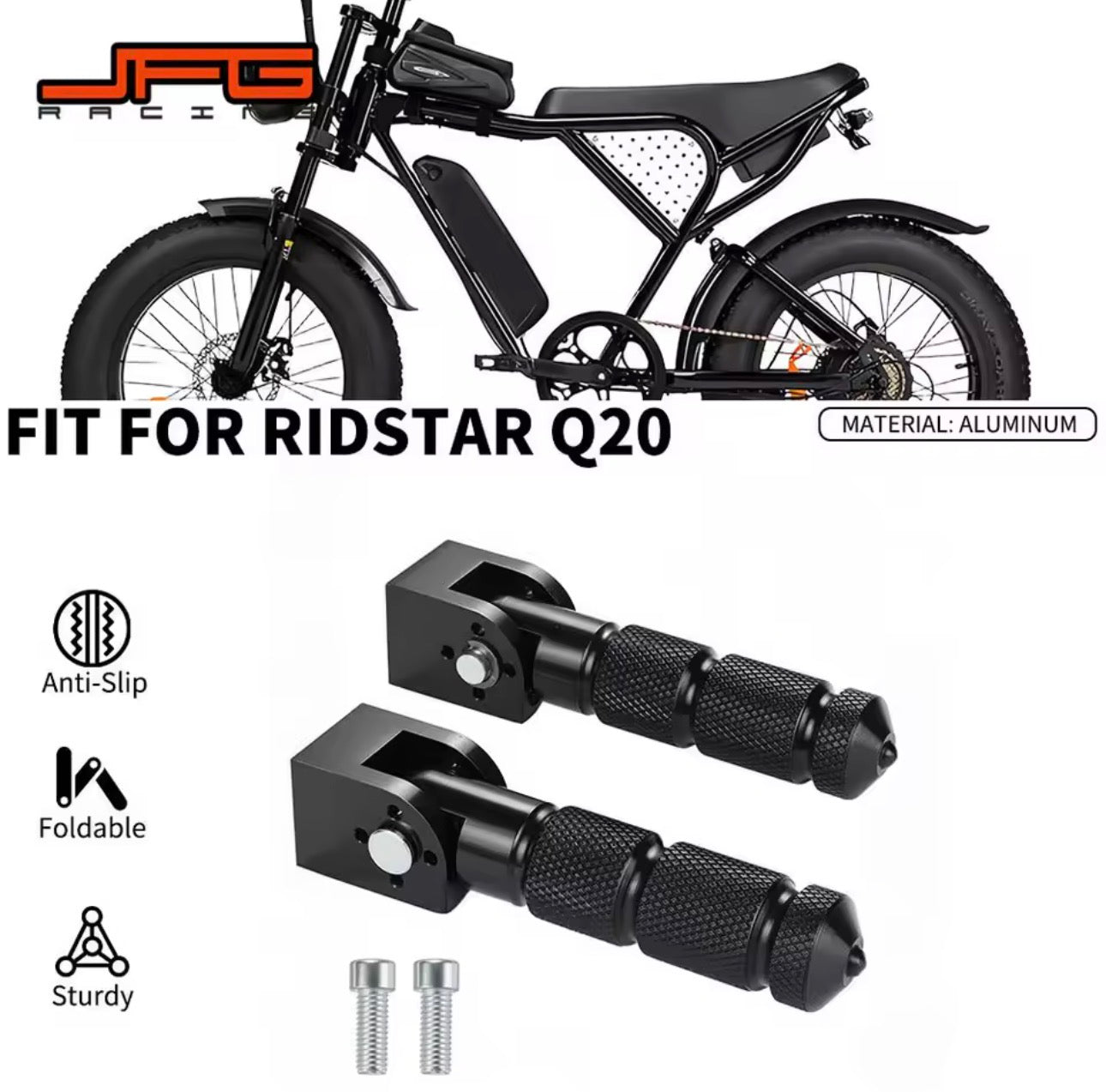 Rear foldable foot pegs for Ridstar Q20