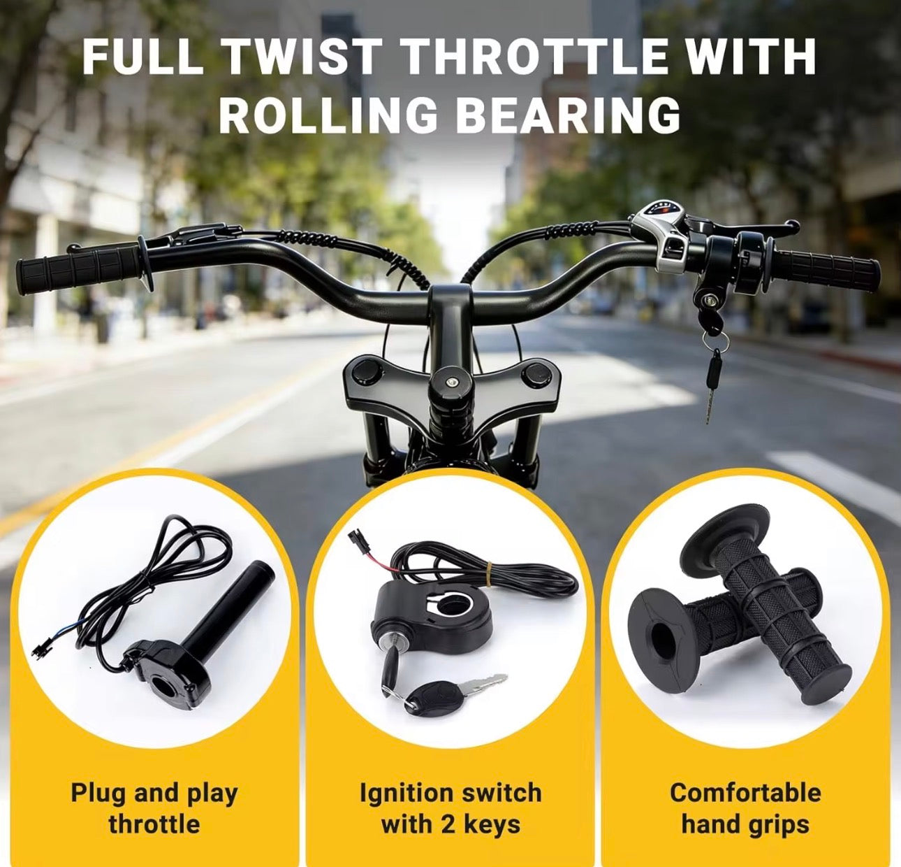 Full Twist SurRon-Style Throttle With Key Ignition and Handle Grip for Ridstar Q20/Q20Pro/H20 Electric bike